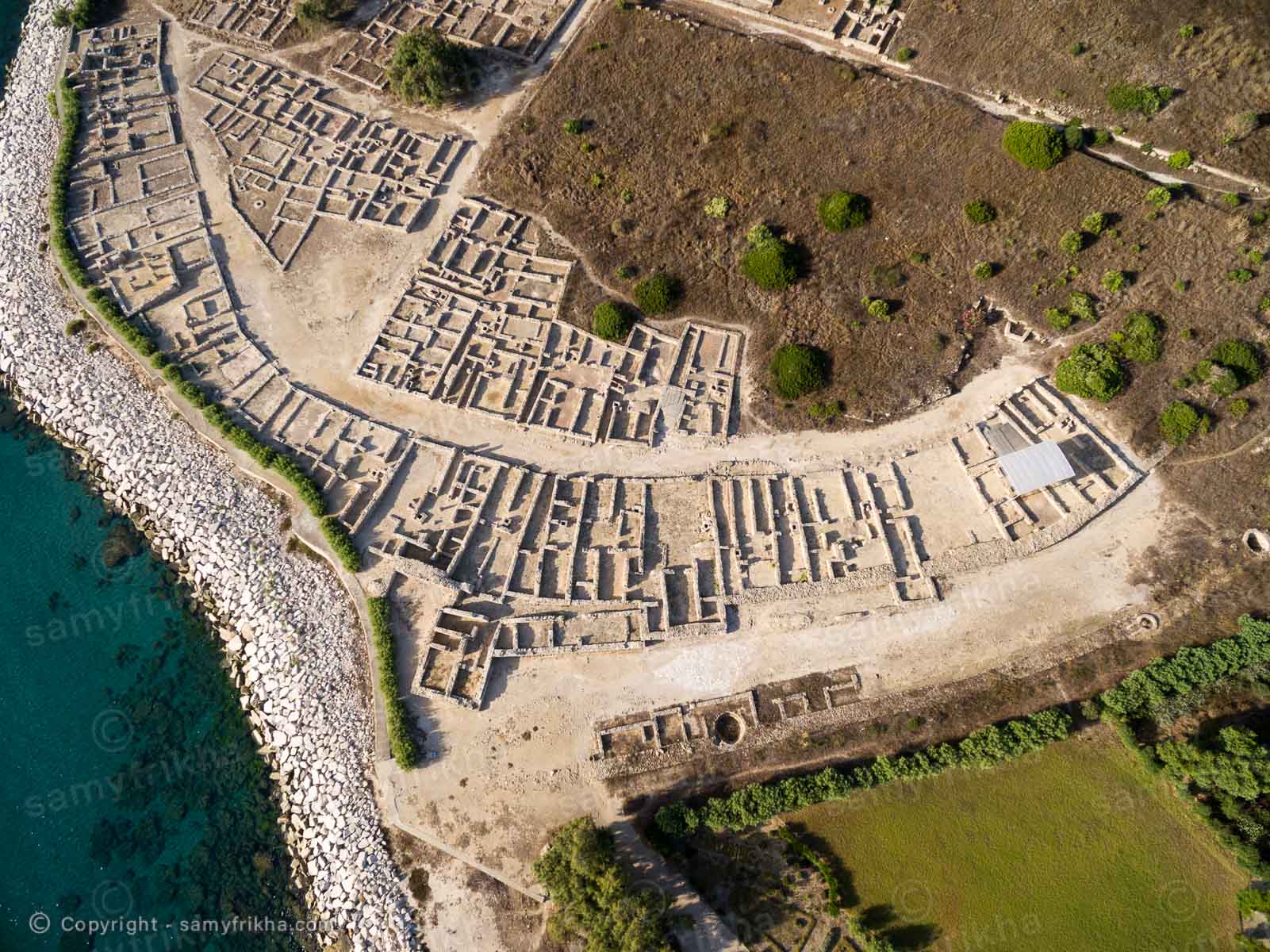 Photographie aérienne de site archéologique Kekouane Nabeul Tunisie